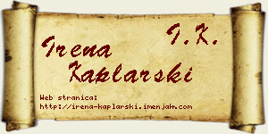 Irena Kaplarski vizit kartica